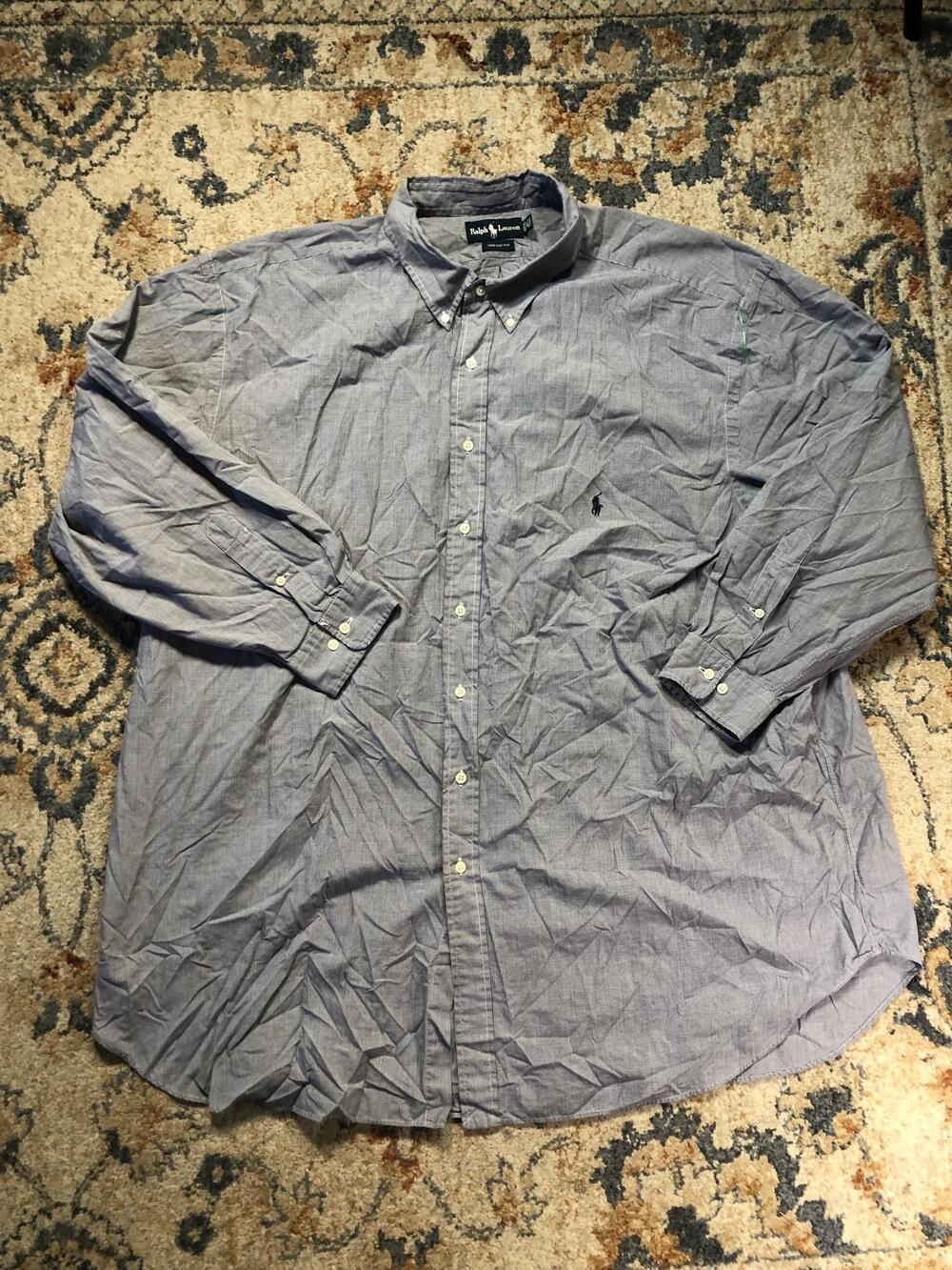 Ralph Lauren Shirt Mens 3XLT Blue Check Long Sleeve Button Down Pony Logo Casual